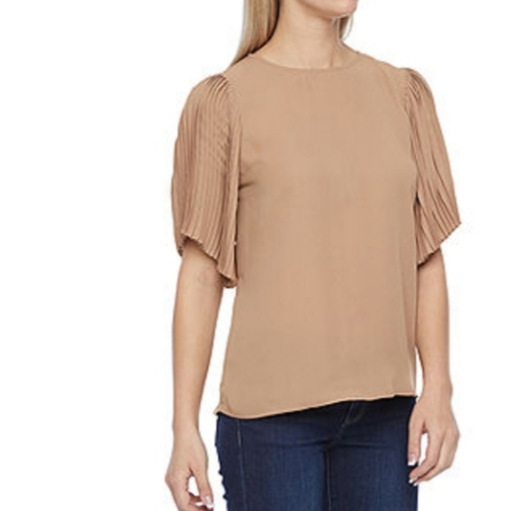 Worthington Womens Crew Neck Short Sleeve Blouse Size OX New $18 - Picture 3 of 16